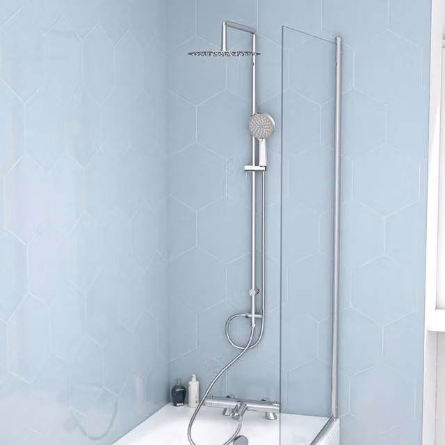 Nes Home Chrome Modern Exposed Bath Shower Mixer Tap Set with Handheld Shower in Silver