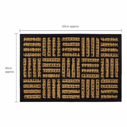 JVL Alba Woven Tuffscrape Doormat in Brown and Beige, W: 40 cm, D: 60 cm – 2