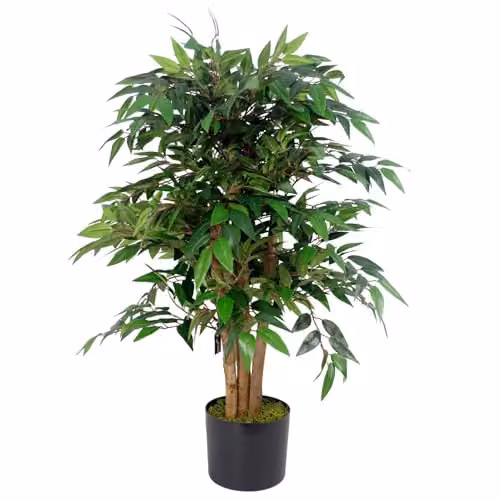 Botanik Green Artificial Office Tree with Wood and Plastic Stand, Height: 90 cm – 1