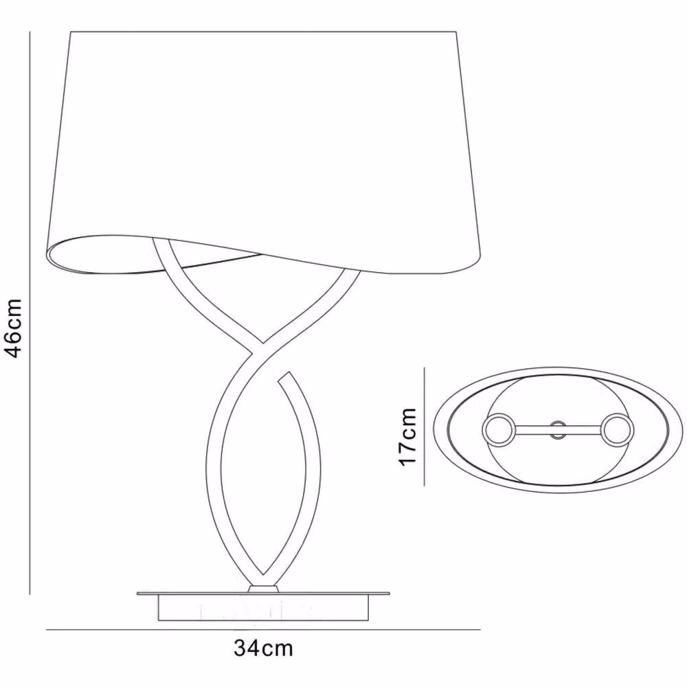 Netlighting Ninette 2 Light Table Lamp with Black Fabric Shade and Antique Brass Finish, E14 – 3