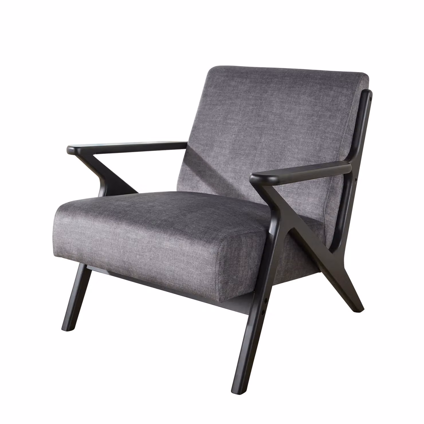 Home Source Cavera Modern Grey Fabric Armchair with Foam Padding and Rubberwood Frame – 4