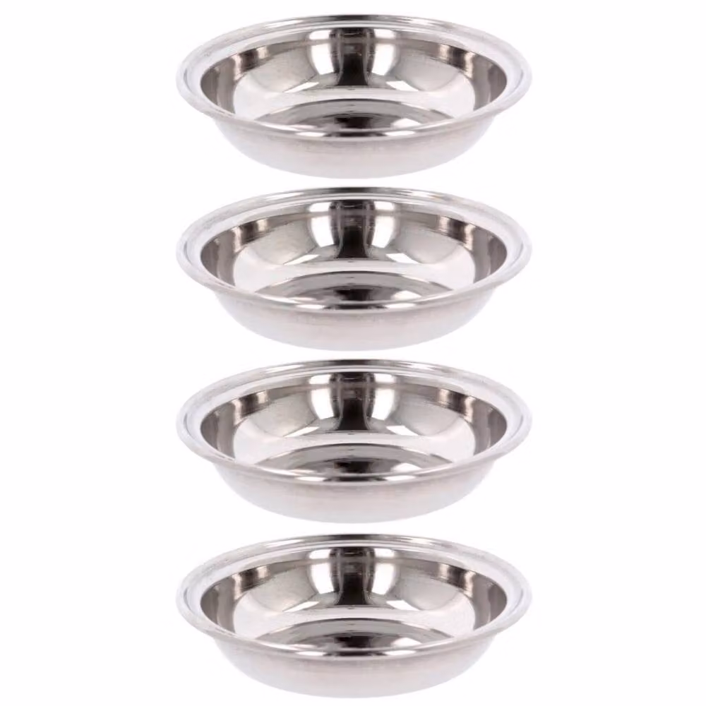 SPETLEK Silver Stainless Steel Food Appetizer Dip Dish Tray Set of 4, Diameter: 14 cm – 2