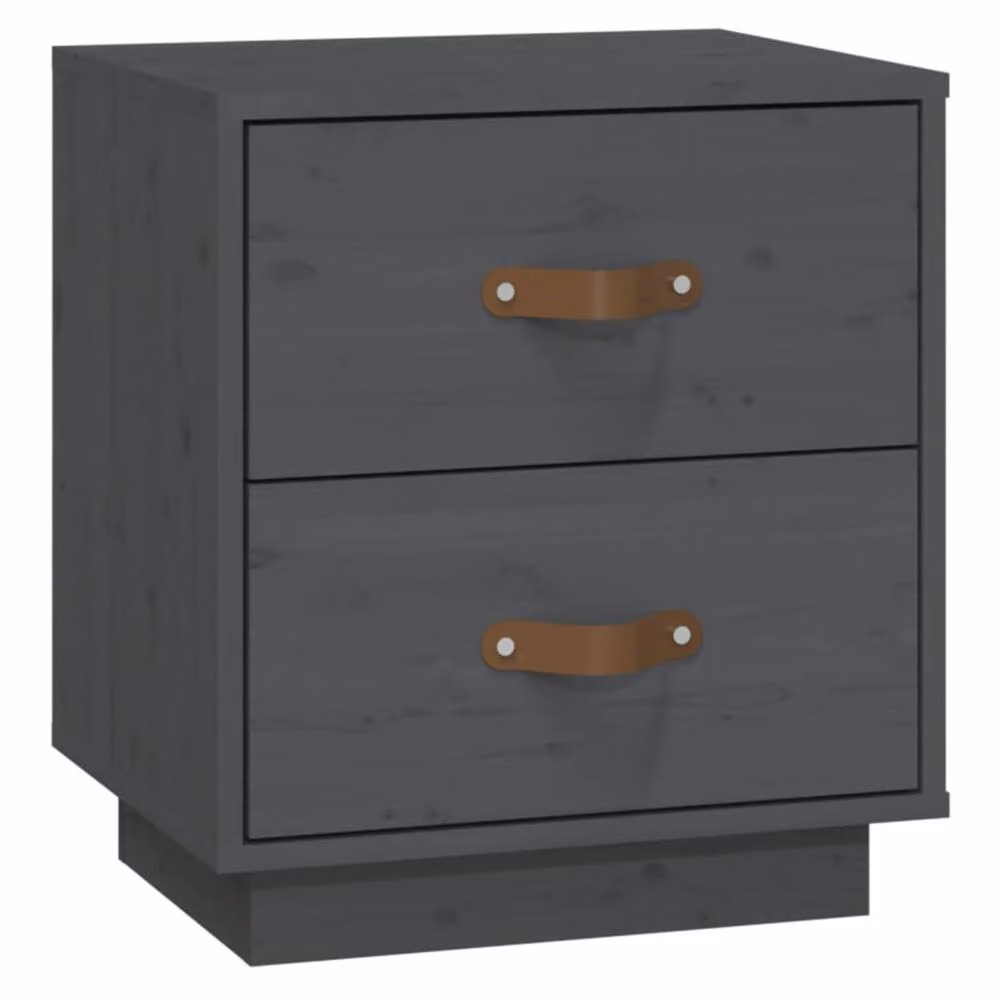 Berkfield Home Beautiful Bedside Cabinets, Set of 2, Grey Solid Pine Wood, W/D/H: 40 x 34 x 45 cm – 5