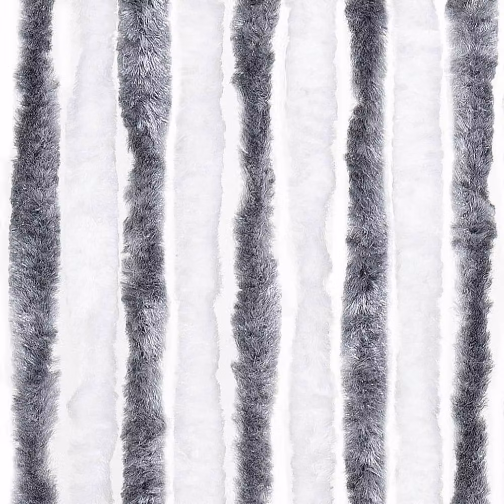 Berkfield Home Grey and White Striped Chenille Insect Curtain, W/H: 90 x 220 cm – 5