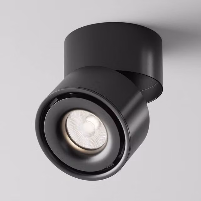 Maytoni Yin Surface Mounted LED Downlight in Black, Adjustable and Dimmable, 4000K Cool White
