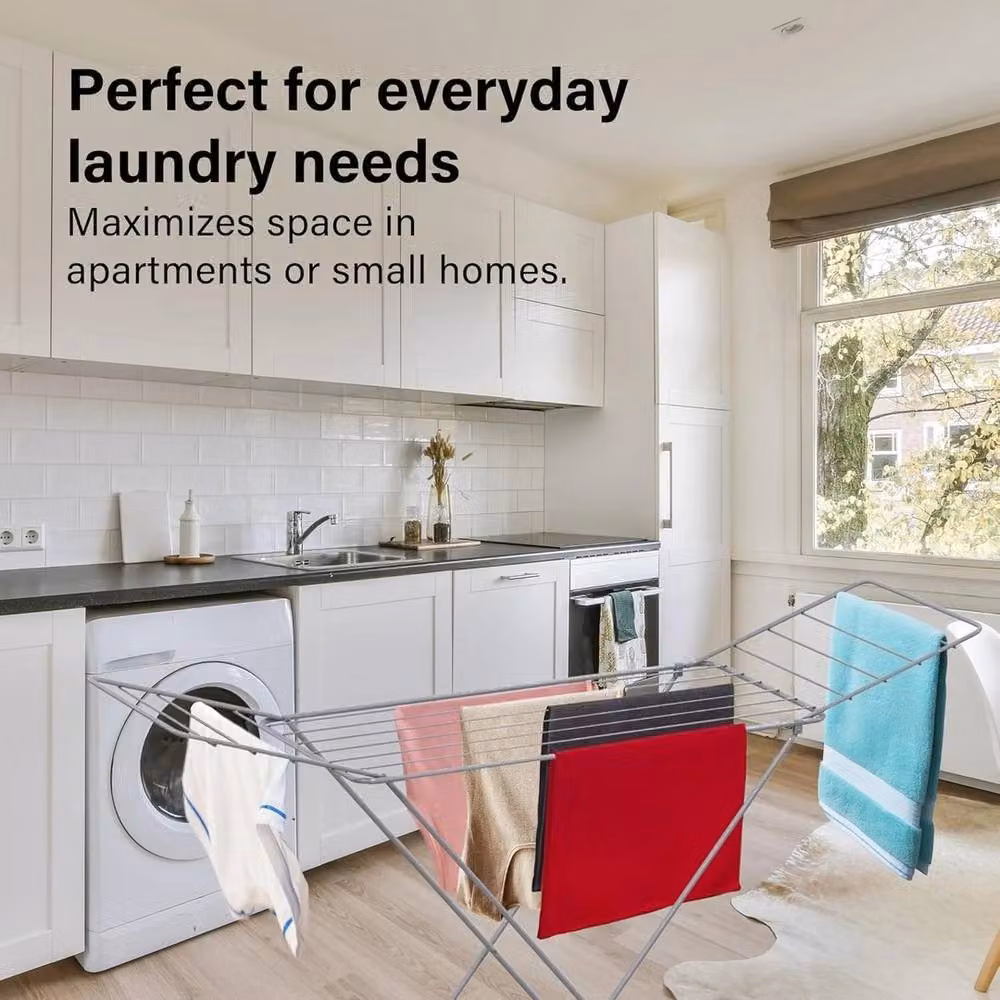 Nordara Grey Metal Winged Clothes Airer with 18m Drying Capacity for Indoor and Outdoor Use – 2