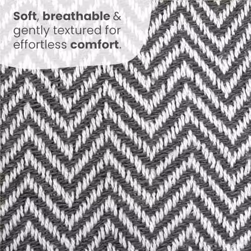 Allure Bath Fashions Chevron Herringbone Cotton Throw Blanket, Charcoal, W: 150 cm, D: 200 cm – 4