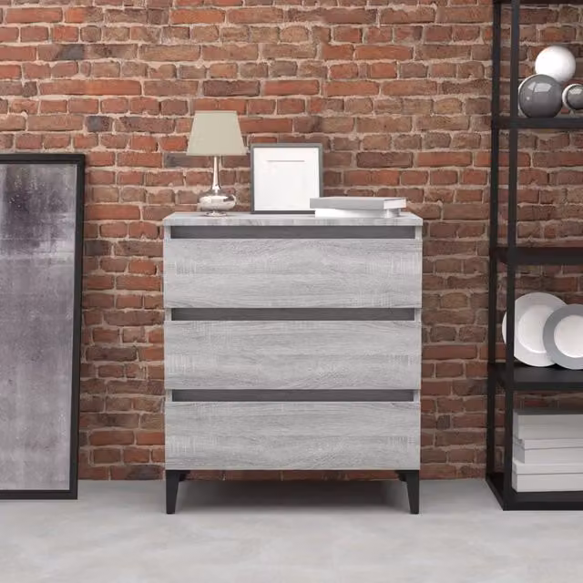 Berkfield Home Grey Sonoma Modern Sideboard, W/D/H: 60 x 35 x 69 cm