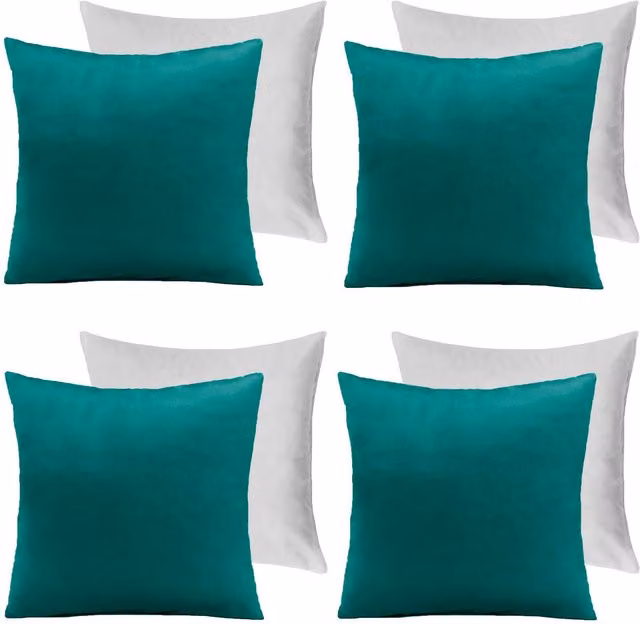 OHS Set of 4 Matte Velvet Cushion Covers in Petrol Blue, W/D/H: 45 x 45 x 45 cm – 1