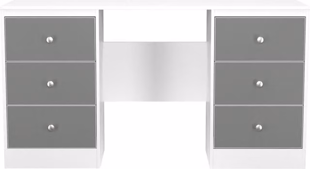 2 U Stowe Ready Assembled 6 Drawer Kneehole Desk in Mid Grey – 1