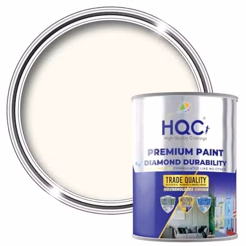HQC Paints Quick-Drying Weatherproof Wood Paint for Sheds and Fences, White, 1 l