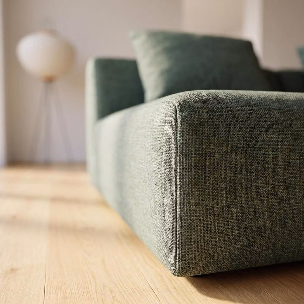 Abakus Direct Tokyo Corner Seat in Green and Grey Brushed Tweed Fabric with Deep Seat – 3