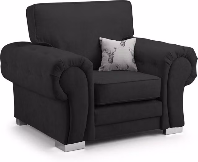 Furniture786ltd Verona Full Back Sofa Suite in Black