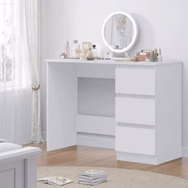SPETLEK Modern 3 Drawer Dressing Table in White