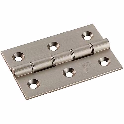 Loops Pair of Brass Washered Butt Hinges in Satin Nickel, W/H: 76 x 7.6 mm