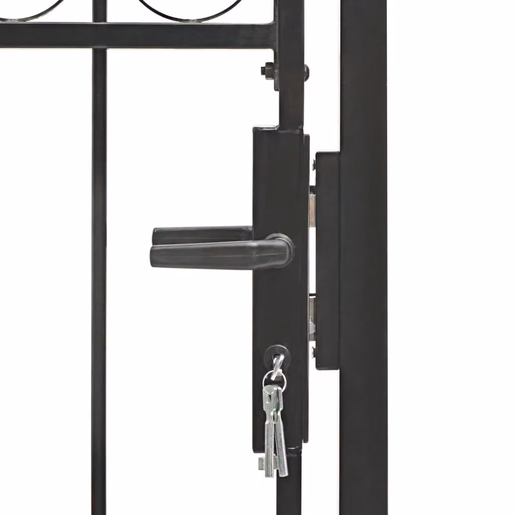Berkfield Home Steel Arched Top Fence Gate, Black, W: 100 cm, H: 175 cm – 3