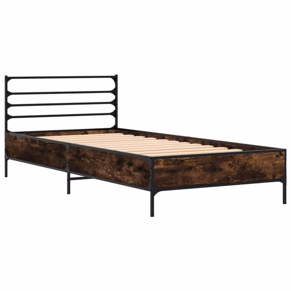 Berkfield Home Smoked Oak Bed Frame in Brown, W/D/H: 90 x 200 cm – 3