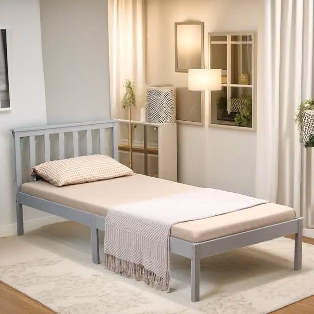 FURNOS Single 3ft Pine Bed Frame in Grey and White, 90 x 190 cm – 1
