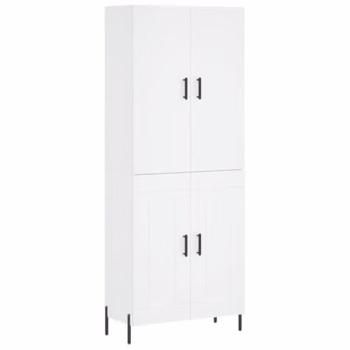 vidaXL Modern White Highboard Sideboard with Doors and Shelves for Living Room or Bedroom, W/D/H: 180.0 x 48.2 x 69.5 cm