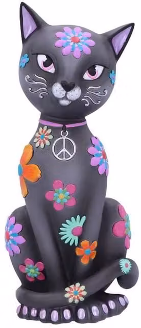 Nemesis Now Hippy Kitty Black Cat Ornament, Multicolour, Height: 26 cm
