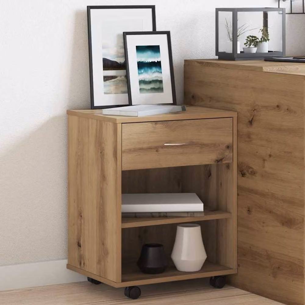 Berkfield Home Artisan Oak Rolling Cabinet in Brown, W/D/H: 46 x 36 x 59 cm – 3