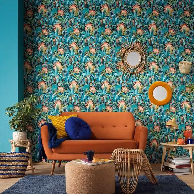 Erismann Martinique Tropical Wallpaper in Blue