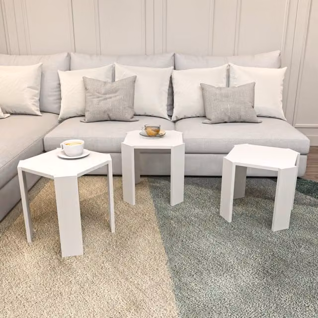 Decorotika Lori 3 Piece Nesting Table Set in White