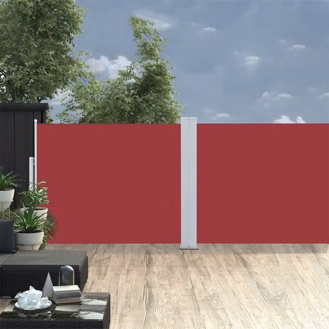 Berkfield Home Red Retractable Roller Side Awning, W: 140 cm, L: 1000 cm