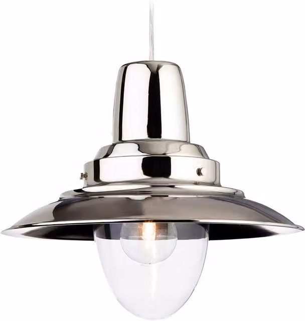 Netlighting Fisherman Dome Ceiling Pendant Light in Chrome with Clear Glass and E27 Socket