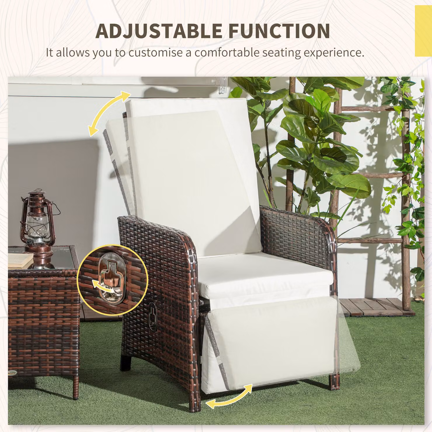 Outsunny 3 Piece Rattan Bistro Set with Cushions and Storage Function in Mixed-Brown – 3