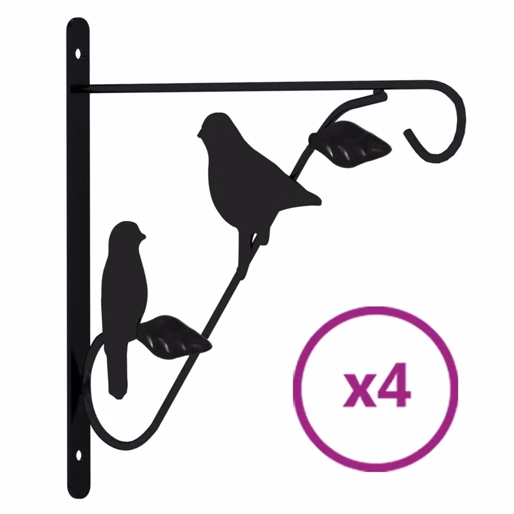 Berkfield Home Black Steel Hanging Basket Brackets, 4 Pack – 2