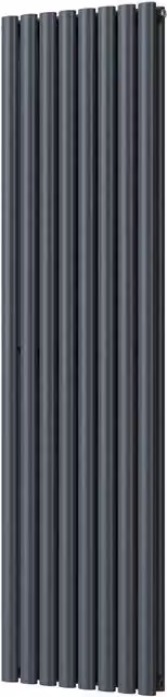 Omeara Anthracite Horizontal Double Panel Radiator with Feet, W: 1800 mm, H: 464 mm