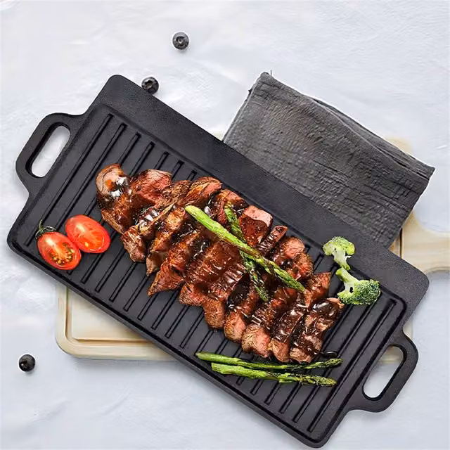 Kelvenix Large Non Stick Cast Iron Griddle Pan Skillet in Black