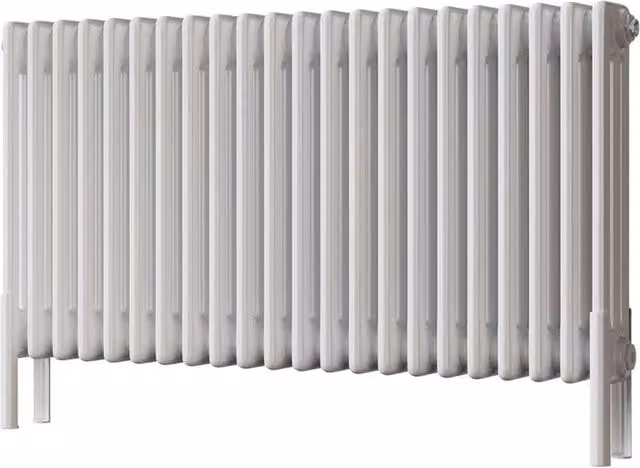UK Radiators Alpha White 3 Column Traditional Cast-Iron Style Steel Radiator with Feet, W: 999 mm, H: 500 mm