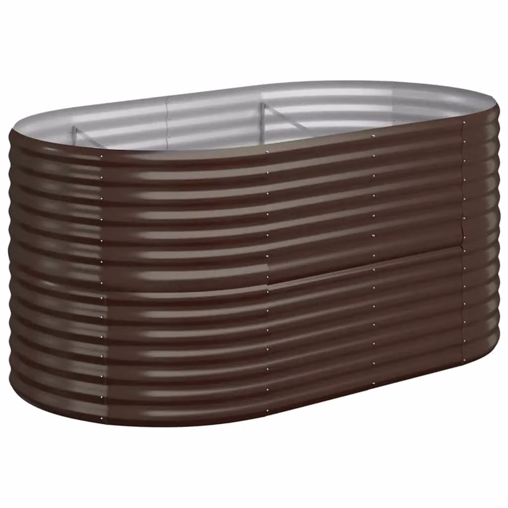Berkfield Home Garden Powder-coated Steel Raised Bed in Brown, W: 152 cm, D: 80 cm, H: 68 cm – 2