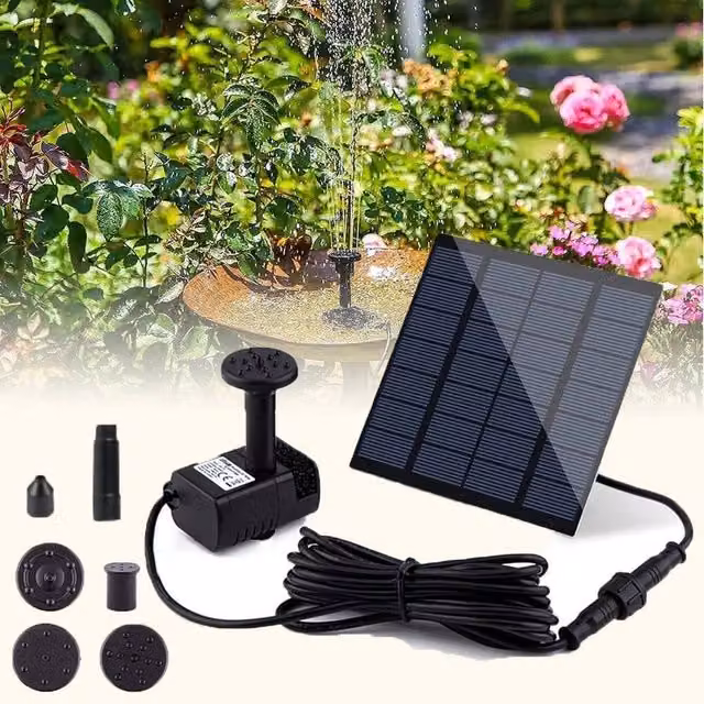 SPETLEK Solar Submersible Pond Fountain Pump in Black