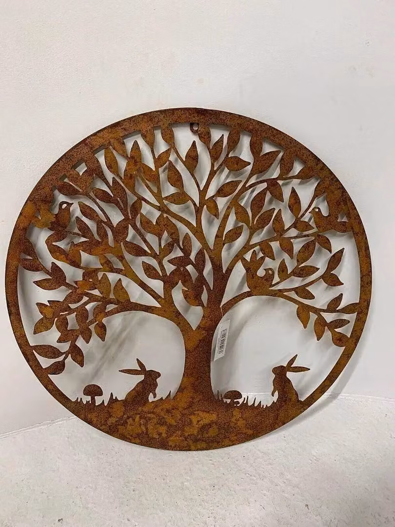 Inspirational Gifting Woodland Rabbit Metal Garden Wall Plaque, Brown, Diameter: 60 cm – 3