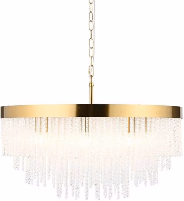 Netlighting Anistoria Grand Pendant Light in Gold and Transparent Glass with 9 x E14 Sockets