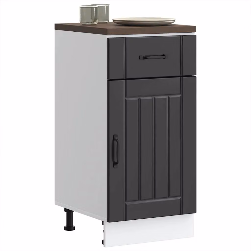 Berkfield Home Lucca Black Matt MDF Freestanding Kitchen Sink Base Cabinet – 2