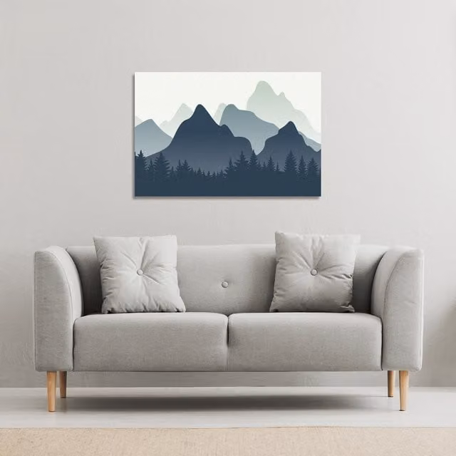 Benjamin Tate Design LTD Mountain Landscape Illustration Canvas Print, Blue, W: 152 cm, H: 101 cm