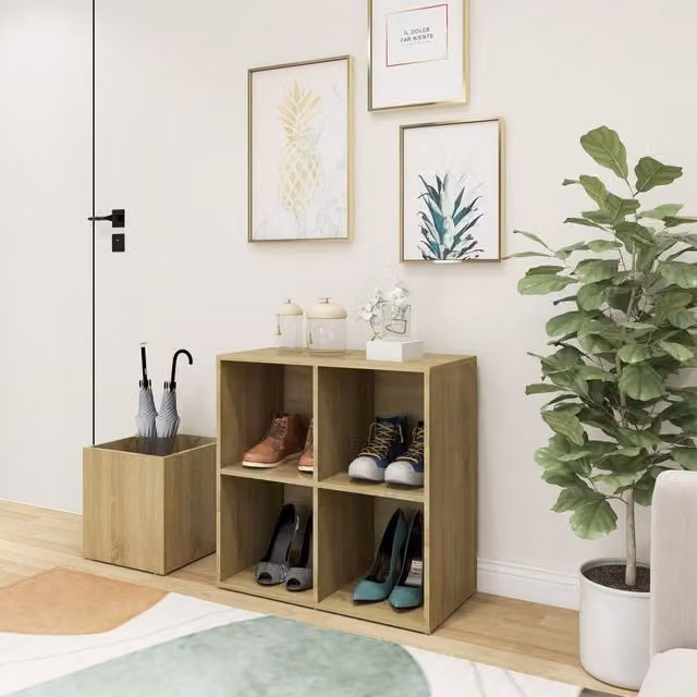 Berkfield Home Hall Shoe Cabinet in Sonoma Oak Brown, W/D/H: 105 x 35.5 x 70 cm