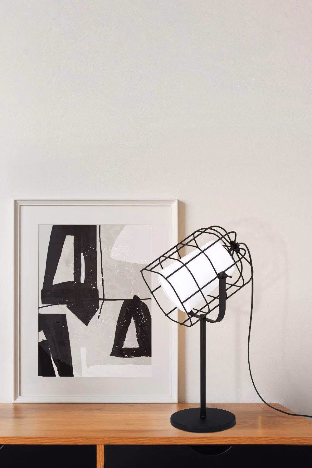 Eglo Bittams Adjustable Metal and Fabric Table Lamp in Black and White – 2
