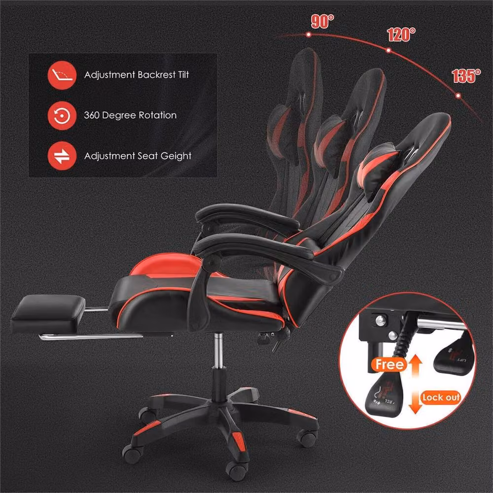 SPETLEK Black Synthetic Leather Gaming and Executive Office Chair with Headrest and Armrests – 3