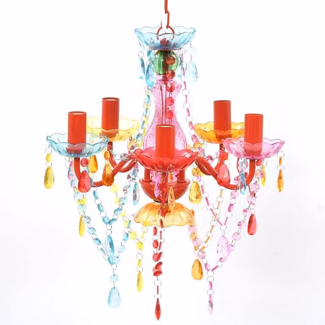 Berkfield Home Crystal LED Ceiling Light with 5 Multicolour Bulbs