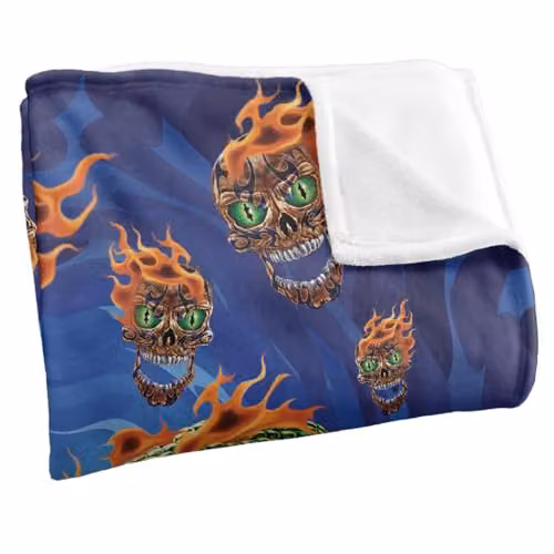 JQ Licensing James Piazza Flaming Snake Skull Super Soft Fleece Throw Blanket, Multicolour, W/D/H: 91 x 147 cm – 2