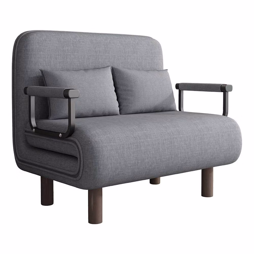 FORGEVIO Grey Fabric Folding Sofa Bed Sleeper with Upholstered Metal Frame – 4