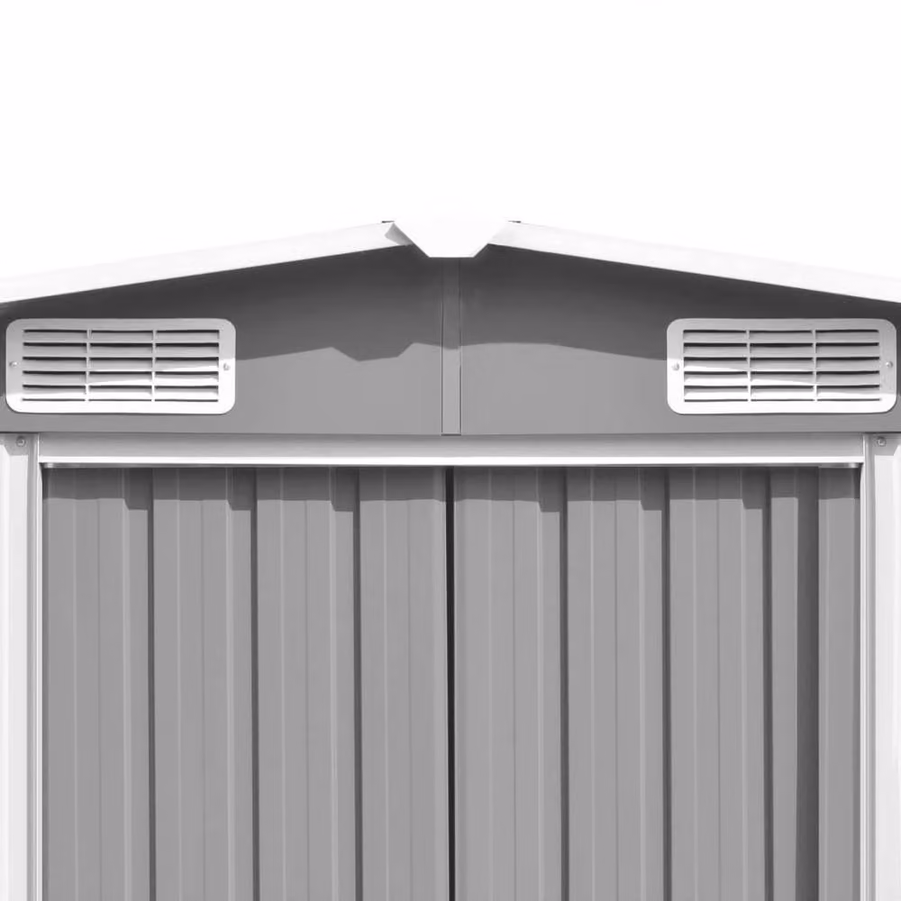 Berkfield Home Grey Galvanised Steel Gable Garden Shed W/D/H: 779 x 257 x 181 cm – 3