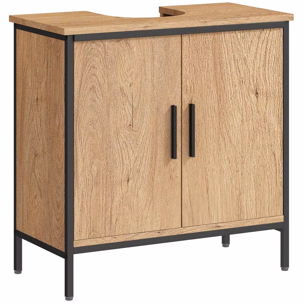 Wyld Haus Mosu Under Sink Bathroom Vanity Cabinet in Light Oak with Double Hinged Doors, W/D/H: 60 x 30 x 60 cm – 2