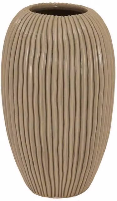 Lemon Pavilion Pallida Collection Large Striped Ceramic Tabletop Vase, Brown, W: 19 cm, D: 19 cm, H: 33 cm – 1