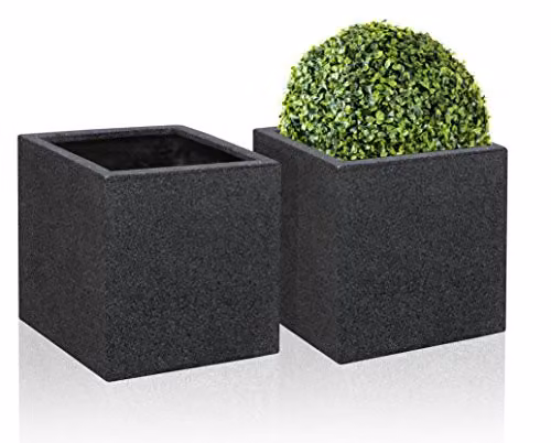 Primrose Black and Grey Poly-Terrazzo Square Cube Planter Tub W/D/H: 52 x 52 x 52 cm – 3